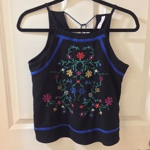 Black Floral Crop Top